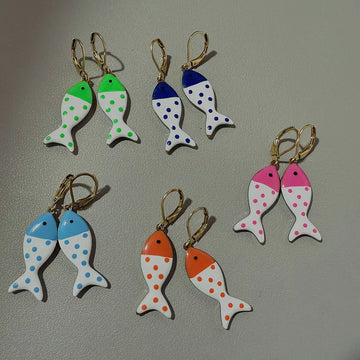 Daiiibabyyy  Summer Colorful Tropical Fish Stainless Steel Hoop Earrings